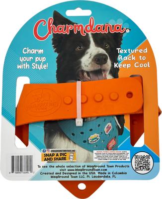 Show full view: WagAround Town Charmdana Halloween Waterproof Flexible Customizable Dog Bandana with Charms Wicked Cute/Happy Halloween, Orange, Small slide 4 of 9