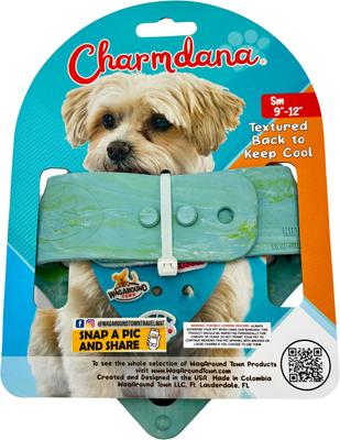 Show full view: WagAround Town Charmdana Waterproof Flexible Customizable Dog Bandana with Charms, Seafoam, Small slide 4 of 9