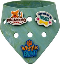 WagAround Town Charmdana Waterproof Flexible Customizable Dog Bandana with Charms, Seafoam, Small
