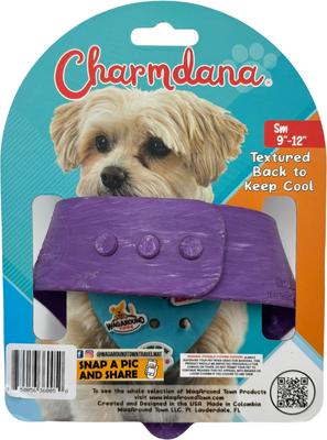 Show full view: WagAround Town Charmdana Waterproof Flexible Customizable Dog Bandana with Charms, Violet, Small slide 5 of 10