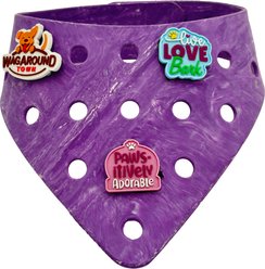WagAround Town Charmdana Waterproof Flexible Customizable Dog Bandana with Charms, Violet, Small