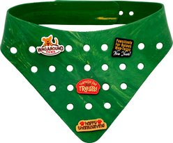WagAround Town Charmdana Thanksgiving Waterproof Flexible Customizable Dog Bandana with Charms, Green, Large