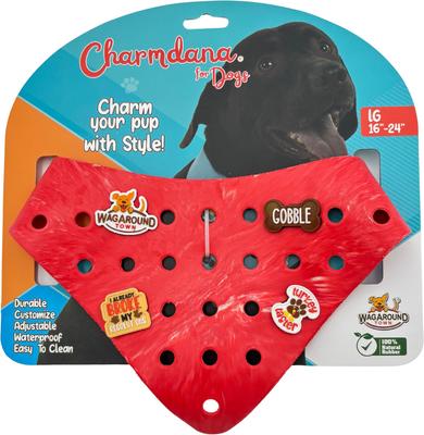 Show full view: WagAround Town Charmdana Thanksgiving Waterproof Flexible Customizable Dog Bandana with Charms, Red, Large slide 3 of 9