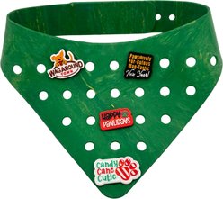 WagAround Town Charmdana Christmas Waterproof Flexible Customizable Dog Bandana with Charms, Green, Large