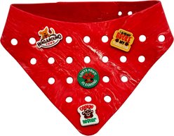 WagAround Town Charmdana Christmas Waterproof Flexible Customizable Dog Bandana with Charms, Red, Large