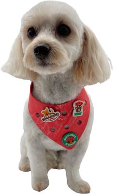 Show full view: WagAround Town Charmdana Christmas Waterproof Flexible Customizable Dog Bandana with Charms, Red, Small slide 2 of 10