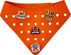WagAround Town Charmdana Halloween Waterproof Flexible Customizable Dog Bandana with Charms Here for Treats/Ate My Costume, Orange, Large