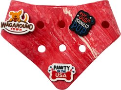 WagAround Town Charmdana 4th of July Waterproof Flexible Dog Bandana with Charms, Red, Small slide 1 of 9