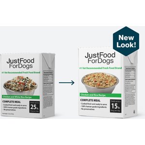 JustFoodForDogs Pantry Fresh Chicken & White Rice Fresh Dog Food, 12.5-oz pouch, case of 12