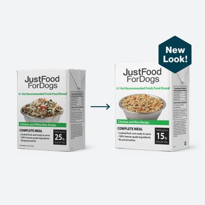Show full view: JustFoodForDogs Pantry Fresh Chicken & White Rice Fresh Dog Food, 12.5-oz pouch, case of 12 slide 3 of 12
