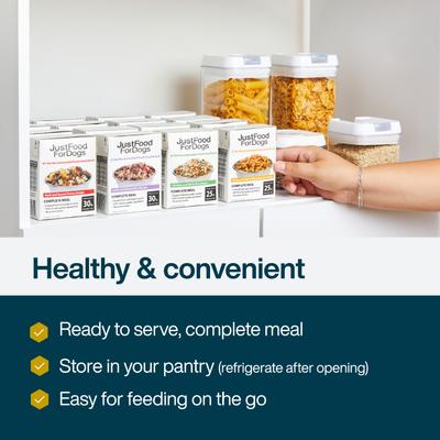 Show full view: JustFoodForDogs Pantry Fresh Beef, Chicken & Turkey Variety Pack Dog Fresh Food, 12.5-oz bag, case of 6 slide 5 of 9