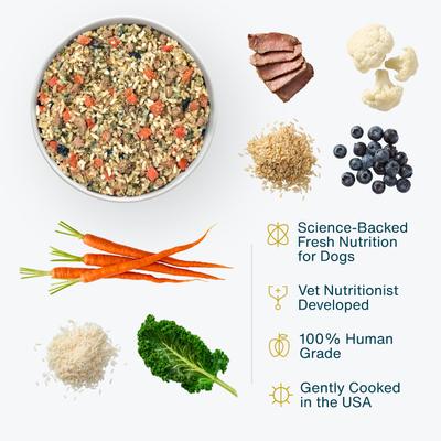 Show full view: JustFoodForDogs Veterinary Diet Renal Support Low Protein Frozen Human-Grade Fresh Dog Food, 18-oz pouch, case of 21 slide 4 of 12