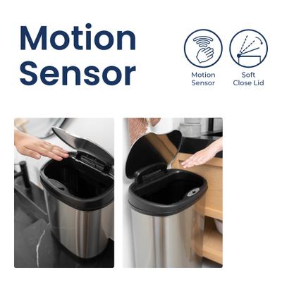 Show full view: NineStars Rectangular Motion Sensor Trash Can Set Dog Waste Disposal, 13.2-gal & 3-gal slide 6 of 8