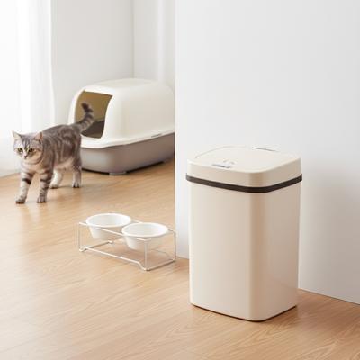 Show full view: NineStars Rectangular Motion Sensor Trash Can Dog Waste Disposal, White, 3.2-gal slide 3 of 8