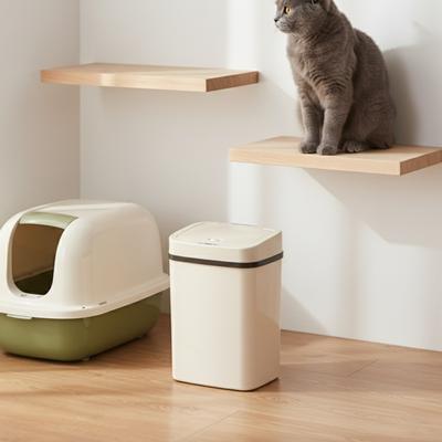 Show full view: NineStars Rectangular Motion Sensor Trash Can Dog Waste Disposal, White, 3.2-gal slide 4 of 8