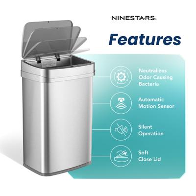 Show full view: NineStars Nova Series UV Odor Neutralizing Smart Trash Can Dog Waste Disposal, 13-gal slide 3 of 7