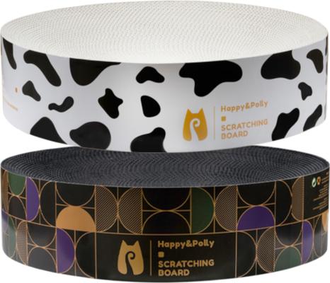 Show full view: Happy & Polly Double-Sided Round Cat Scratcher Bed Toy, Set of 2, Black/White slide 4 of 10