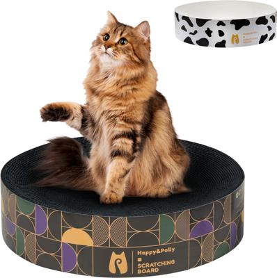 Show full view: Happy & Polly Double-Sided Round Cat Scratcher Bed Toy, Set of 2, Black/White slide 3 of 10