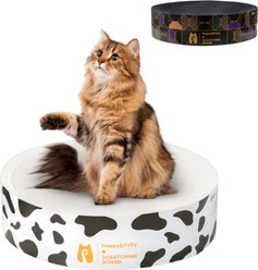 Happy & Polly Double-Sided Round Cat Scratcher Bed Toy, Set of 2, Black/White