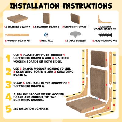 Show full view: Happy & Polly L-Shaped Cat Scratcher Toy with Bouncy Ball, 2 count slide 8 of 9