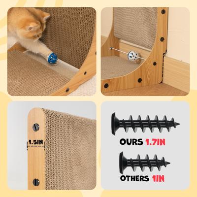 Show full view: Happy & Polly L-Shaped Cat Scratcher Toy with Bouncy Ball, 2 count slide 7 of 9