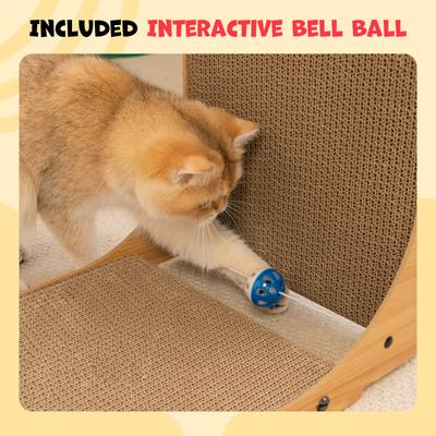 Show full view: Happy & Polly L-Shaped Cat Scratcher Toy with Bouncy Ball, 2 count slide 4 of 9