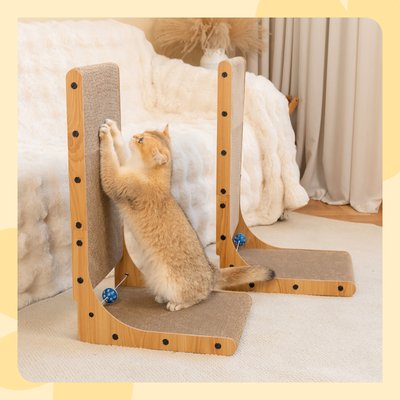 Happy & Polly Happy & Polly L-Shaped Cat Scratcher Toy with Bouncy Ball, 2 count