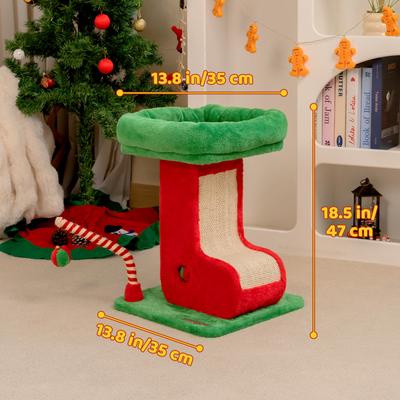 Show full view: Happy & Polly Christmas Boot Cat Scratcher Toy, Green/Red slide 9 of 9
