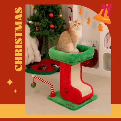 Show full view: Happy & Polly Christmas Boot Cat Scratcher Toy, Green/Red slide 6 of 9