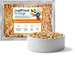 JustFoodForDogs Turkey & Whole Wheat Macaroni Recipe Frozen Human-Grade Fresh Dog Food, 18-oz pouch, case of 7
