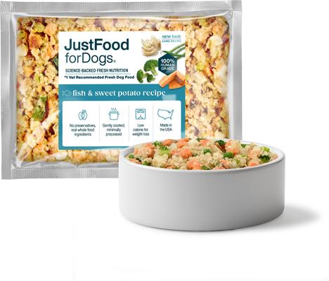JUSTFOODFORDOGS Fish & Sweet Potato Recipe Frozen Human-Grade