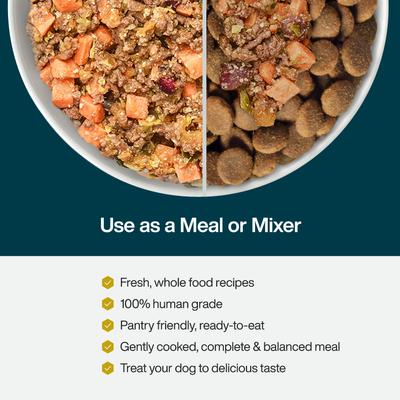 Show full view: JustFoodForDogs Healthy Weight Variety Pack Human-Grade Fresh Whole Dog Food, 18-oz pouch, case of 7  slide 5 of 10