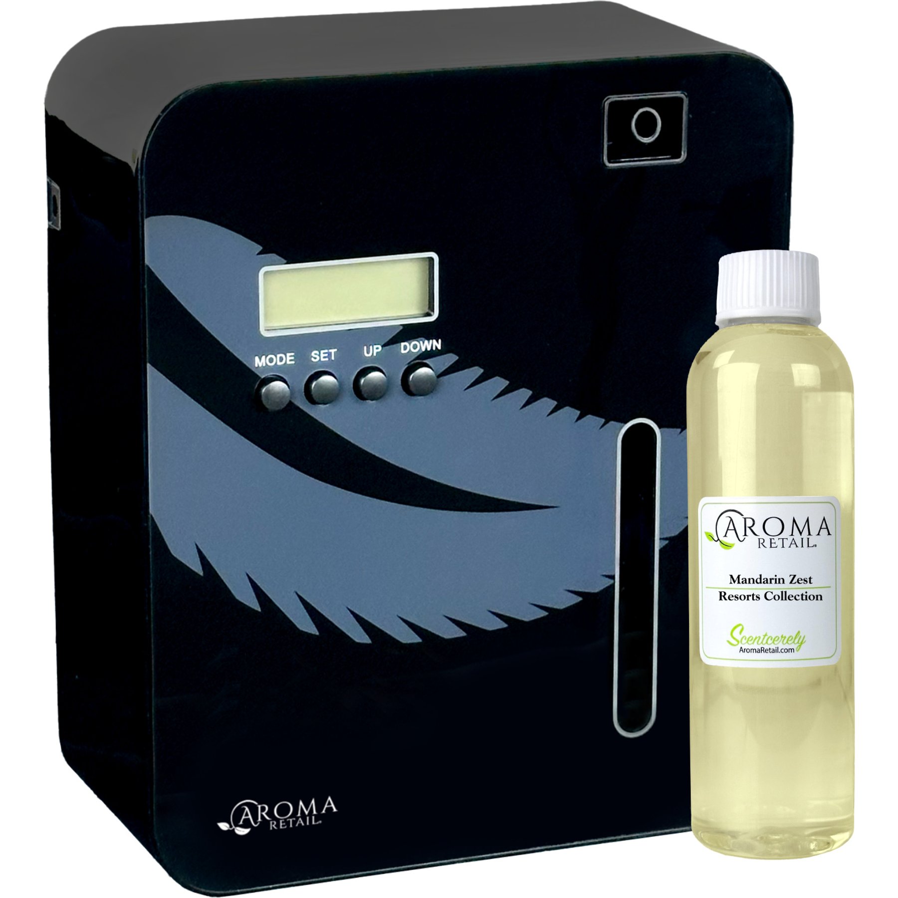 Aroma Retail Scent Machine 101 Smart Pet Air Freshener with Citrus & Leafy Mandarin Zest 4-oz Fragrance Oil, Black