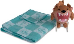 Looney Tunes Bunny Check Throw & Squeaky Pet Pillow Set Dog Plush Toy, Green, 40 x 50-in slide 2 of 9