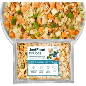 JustFoodForDogs Fish & Sweet Potato Recipe Frozen Human-Grade Fresh Dog Food, 72-oz pouch, case of 7