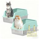 DVPETS High Sided Open-Top Stainless Steel Multi-Cat Litter Box, Extra Large 23-in, Macaron Green, 2 count