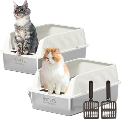 DVPETS High Sided Open-Top Stainless Steel Multi-Cat Litter Box, Extra Large  23-in, Ivory White, 2 count - Chewy.com