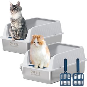 FUTAM Oval Stainless Steel & Metal Pan Cat Litter Box, X-Large, 2 count -  Chewy.com