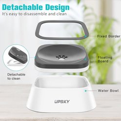 UPSKY No-Spill Non-Skid Plastic Slow Feeder Dog & Cat Water Bowl, Grey, 35-oz slide 2 of 6