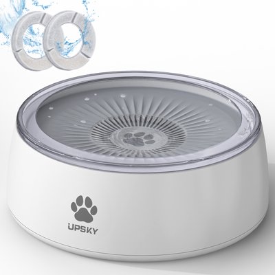UPSKY UPSKY No Spill Splash Proof Non-Skid Plastic Slow Feeder Mat Dog & Cat Bowl, Grey, Large: 3-L