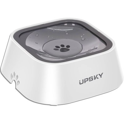 UPSKY UPSKY No-Spill Non-Skid Plastic Slow Feeder Dog & Cat Water Bowl, Grey, 35-oz