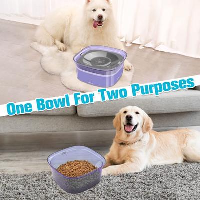 Show full view: UPSKY Spill Proof, No Splash Non-Skid Plastic Slow Feeder Dog & Cat Water Bowl, 2-L, Purple slide 8 of 9