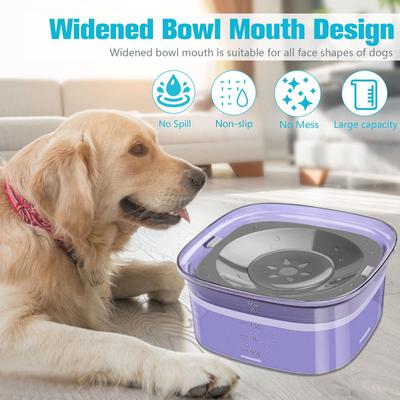 Show full view: UPSKY Spill Proof, No Splash Non-Skid Plastic Slow Feeder Dog & Cat Water Bowl, 2-L, Purple slide 6 of 9