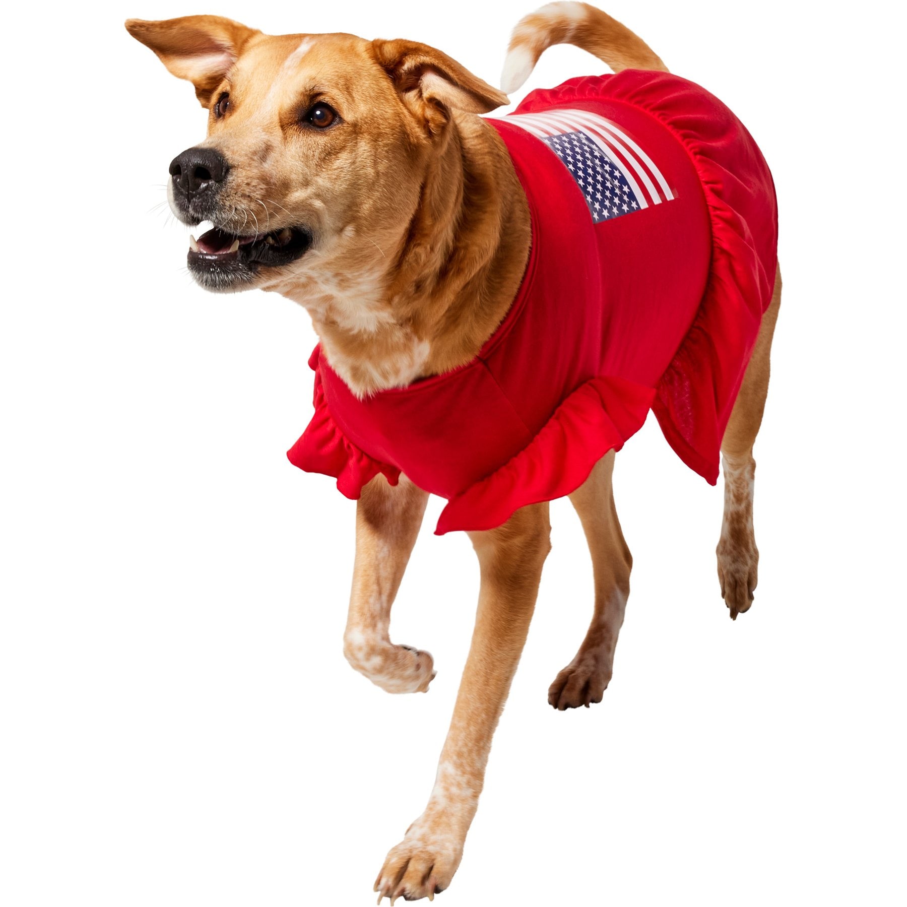 Frisco Americana Flag Ruffle Dog & Cat Dress, X-Large