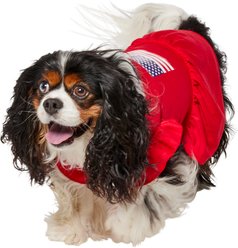 Frisco Americana Flag Ruffle Dog & Cat Dress, Medium