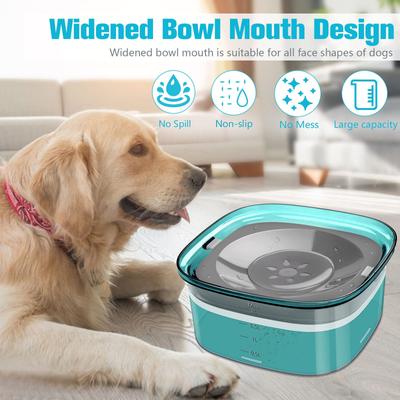 Show full view: UPSKY Spill Proof, No Splash Non-Skid Plastic Slow Feeder Dog & Cat Water Bowl, 2-L, Green slide 6 of 9