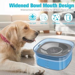 UPSKY Spill Proof, No Splash Non-Skid Plastic Slow Feeder Dog & Cat Water Bowl, 2-L, Blue slide 2 of 8