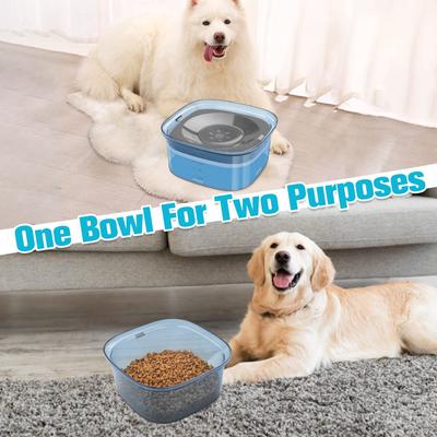 Show full view: UPSKY Spill Proof, No Splash Non-Skid Plastic Slow Feeder Dog & Cat Water Bowl, 2-L, Blue slide 8 of 9