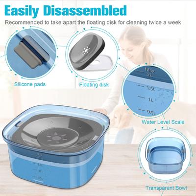 Show full view: UPSKY Spill Proof, No Splash Non-Skid Plastic Slow Feeder Dog & Cat Water Bowl, 2-L, Blue slide 4 of 9