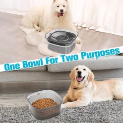 UPSKY Spill Proof, No Splash Non-Skid Plastic Slow Feeder Dog & Cat Water Bowl, 2-L, Black slide 2 of 8